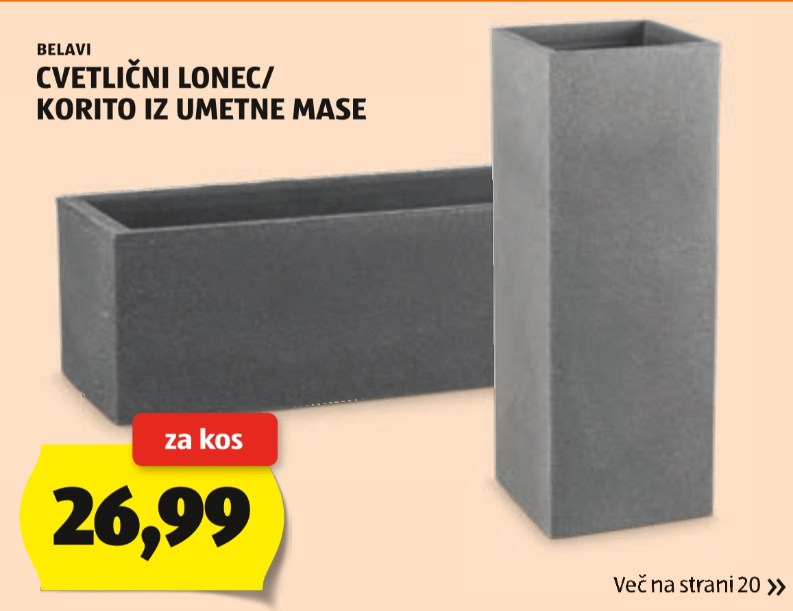 Cvetlični lonec/korito iz umetne mase BELAVI - Akcija v trgovini Hofer