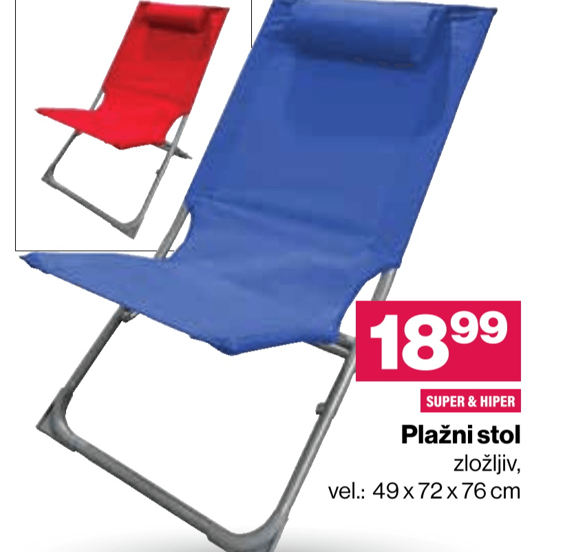 Plažni stol vel.: 49 x 72 x 76 cm - Akcija v trgovini Mercator
