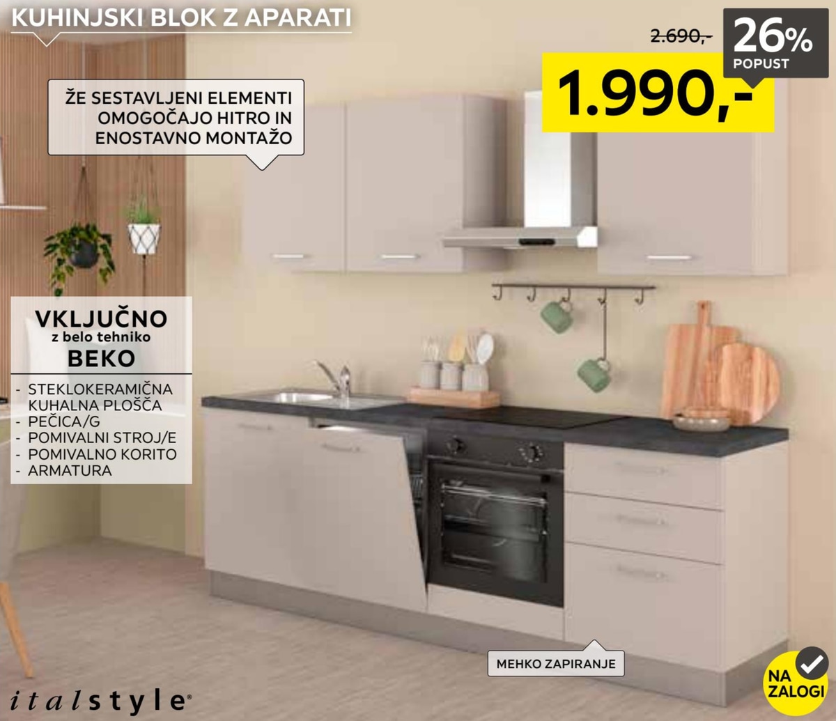 Kuhinjski blok z aparati - Akcija v trgovini Lesnina