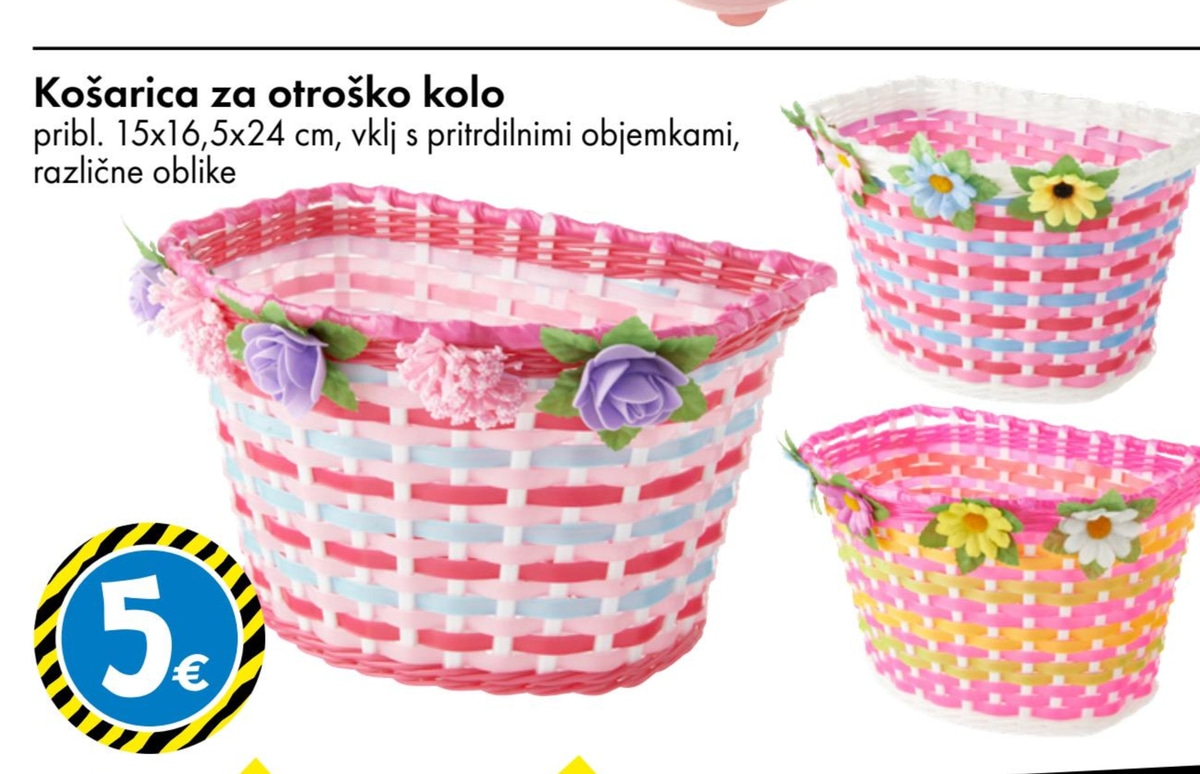 Košarica za otroško kolo - Akcija v trgovini Tedi