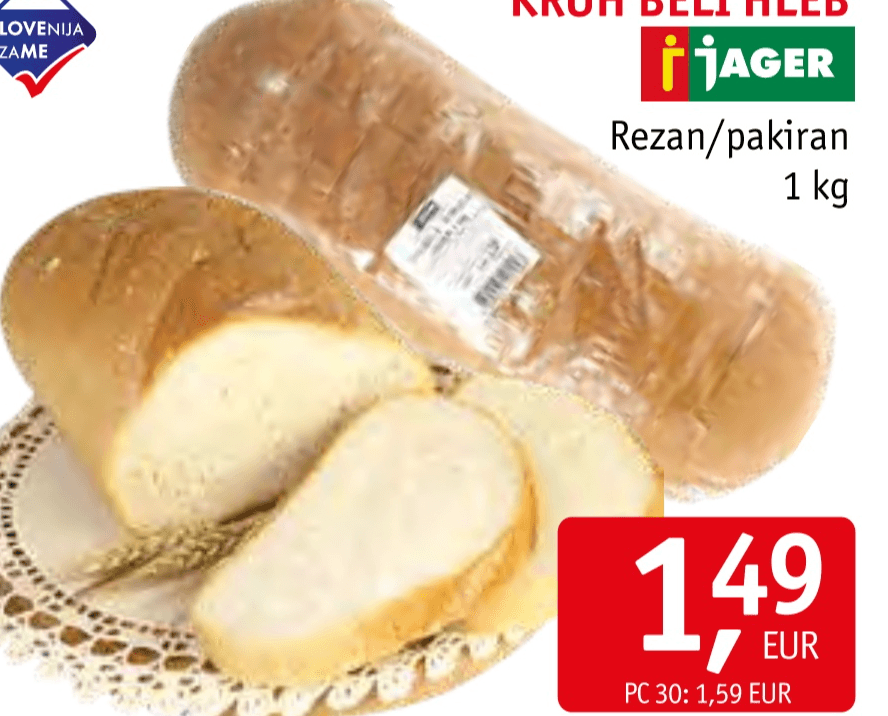 Kruh beli hleb 1 kg Akcija v trgovini Jager
