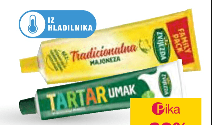 Tatarska omaka Zvijezda 165 g ali majoneza, tradicionalna, 255 g - Akcija v trgovini Mercator