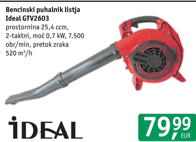 Bencinski puhalnik listja Ideal GTV2603 - Akcija v trgovini Jager