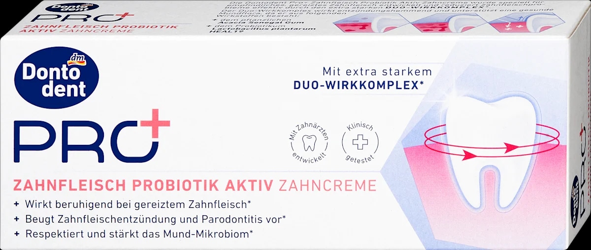 Dontodent Pro+ Probiotik Aktiv zobna krema 75 ml - Akcija v trgovini Dm