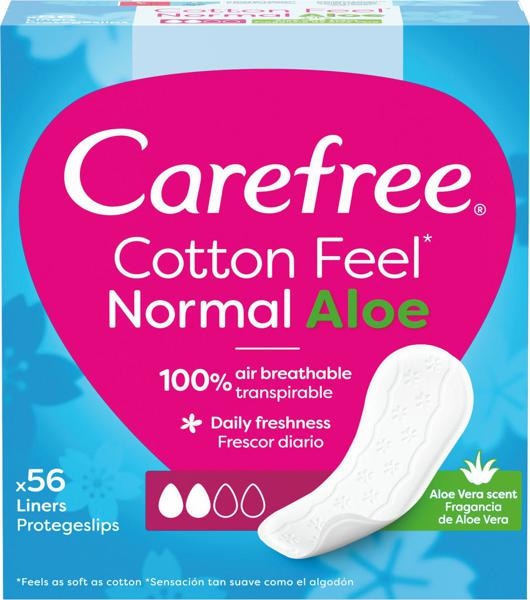 Ščitniki perila Carefree Cotton Feel Normal Aloe 56 Liners - Akcija v trgovini Mercator