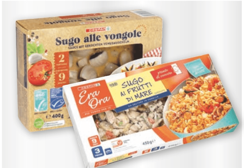 Omaka z vongolami 400 g ali z morskimi sadeži 450 g - Akcija v trgovini Spar