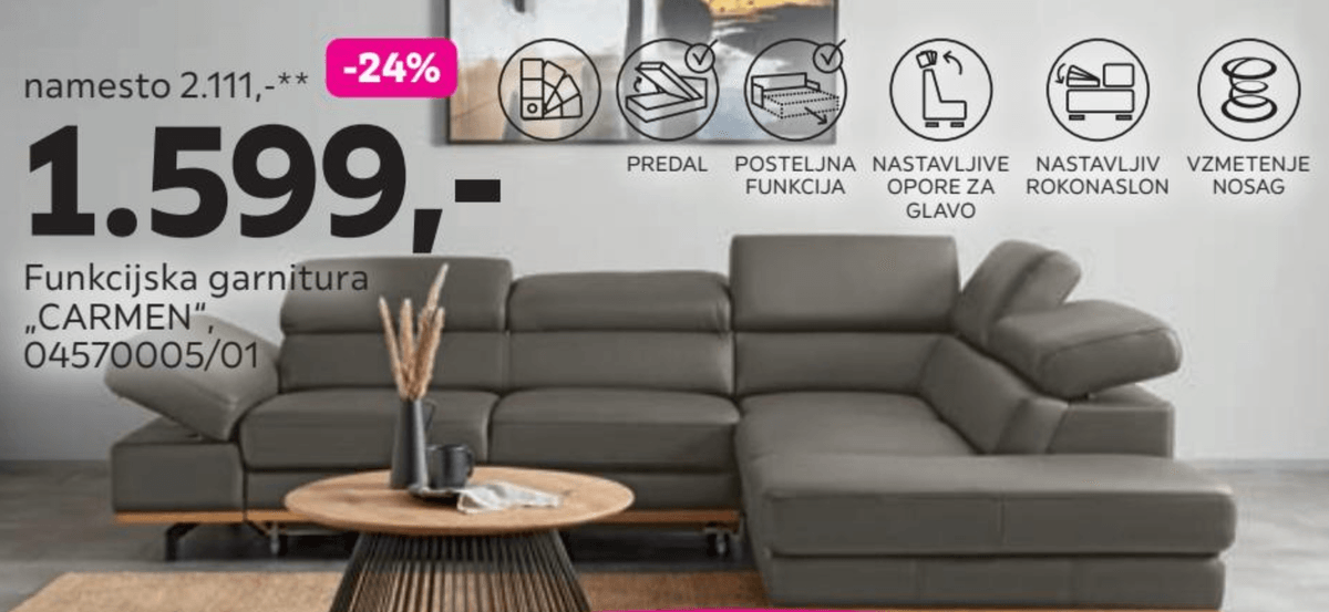 Funkcijska garnitura "CARMEN" - Akcija v trgovini Mömax