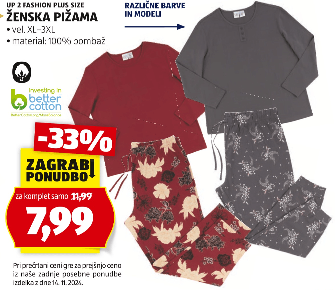 UP 2 Fashion Plus Size Ženska pižama - Akcija v trgovini Hofer