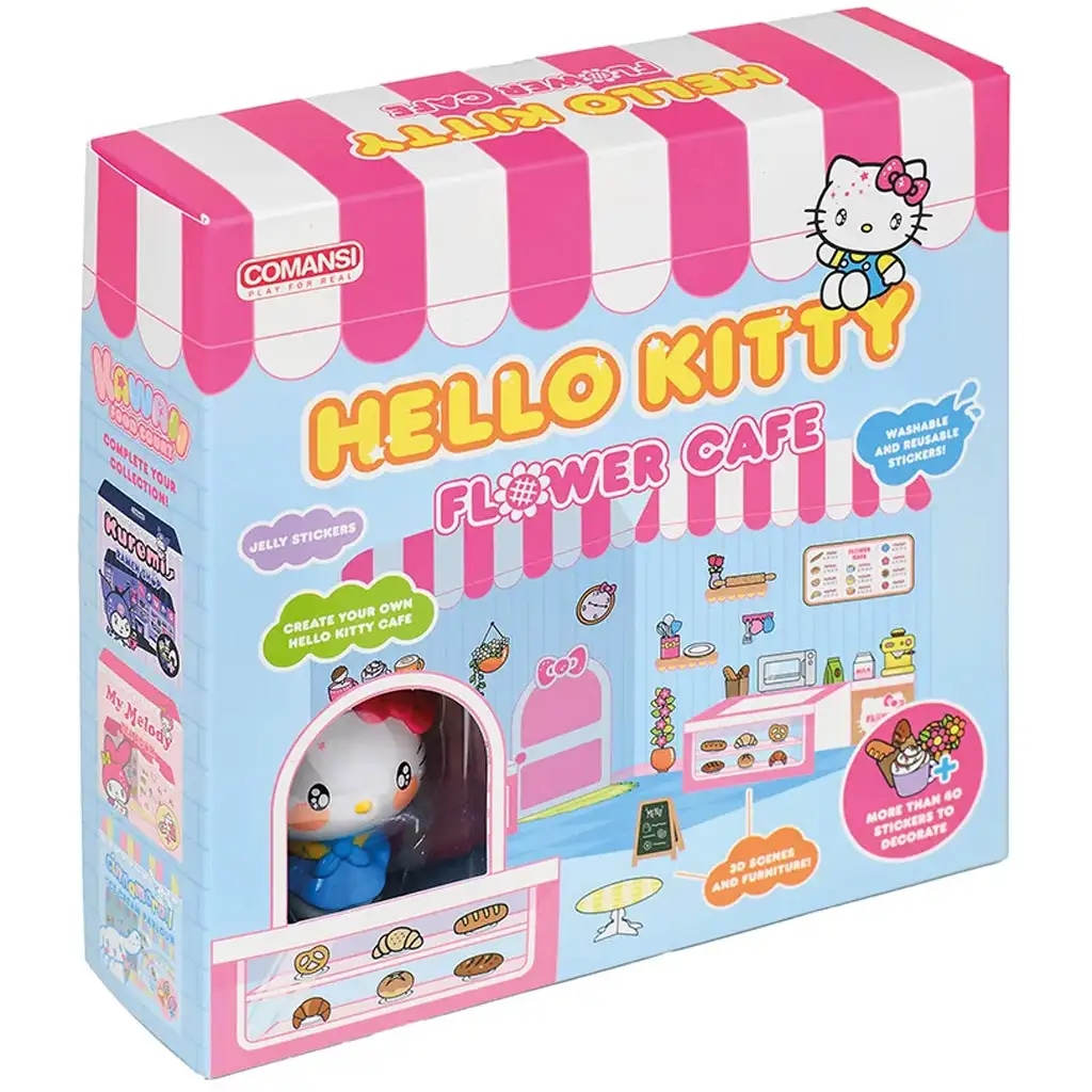 Hello Kitty Flower Cafe - Set z nalepkami in figuro - Akcija v trgovini Mueller