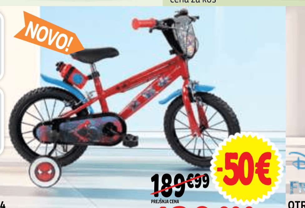Otroško kolo 14 Spiderman Akcija v trgovini E.Leclerc