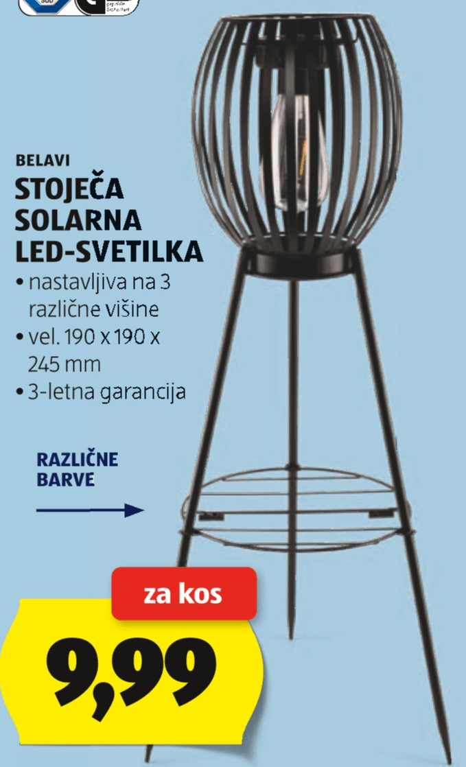 Belavi Stoječa solarna LED-svetilka - Akcija v trgovini Hofer