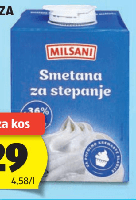 Milsani trajna smetana za stepanje 500 ml Akcija v trgovini Hofer