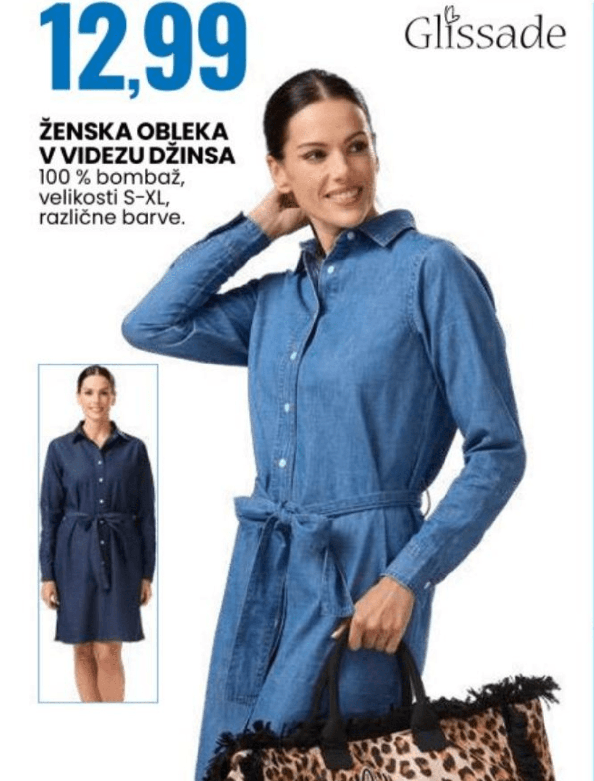 Ženska obleka v videzu džinsa Glissade - Akcija v trgovini Eurospin