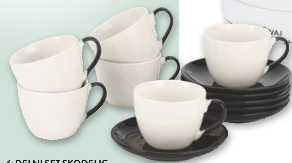6-delni set skodelic za kavo s podstavki - Akcija v trgovini Spar