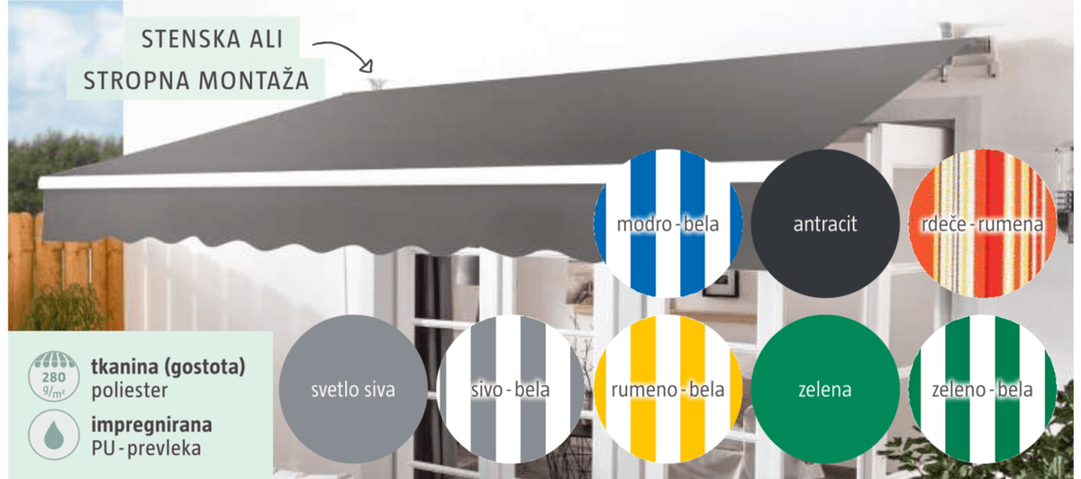 Markiza š 300 x d 200 cm - Akcija v trgovini Bauhaus