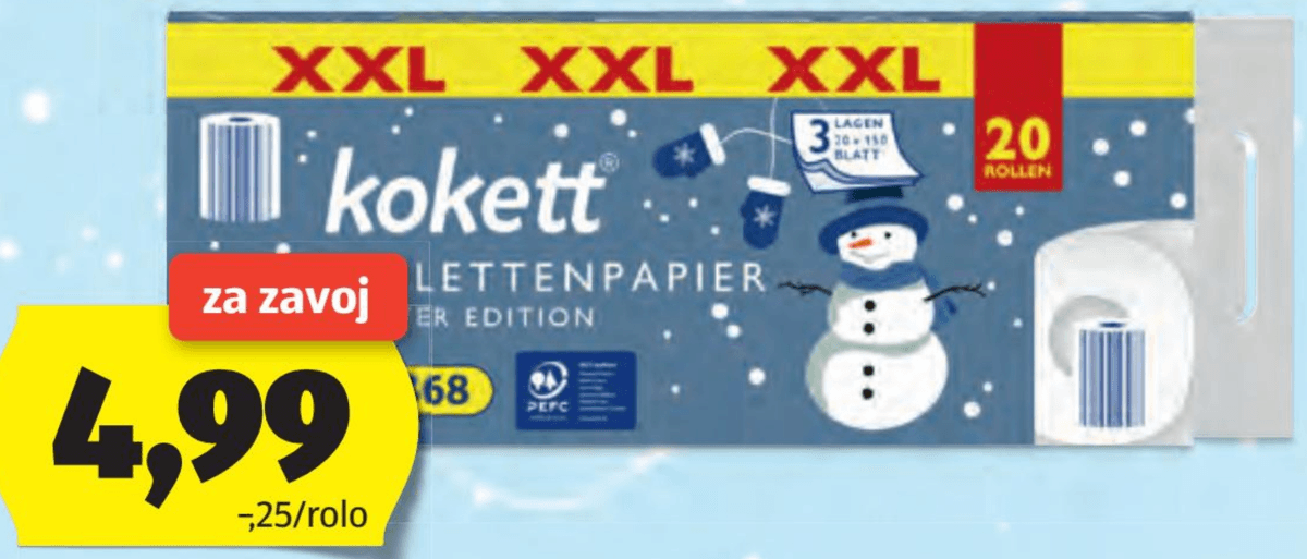 Kokett Odišavljen toaletni papir XXL 20 x 150 lističev - Akcija v trgovini Hofer
