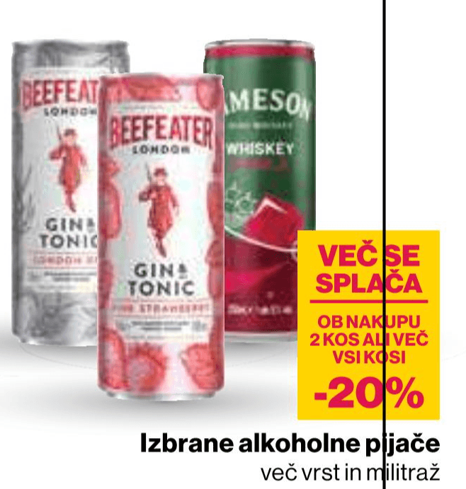 Izbrane alkoholne pijače več vrst in militraž - Akcija v trgovini Mercator