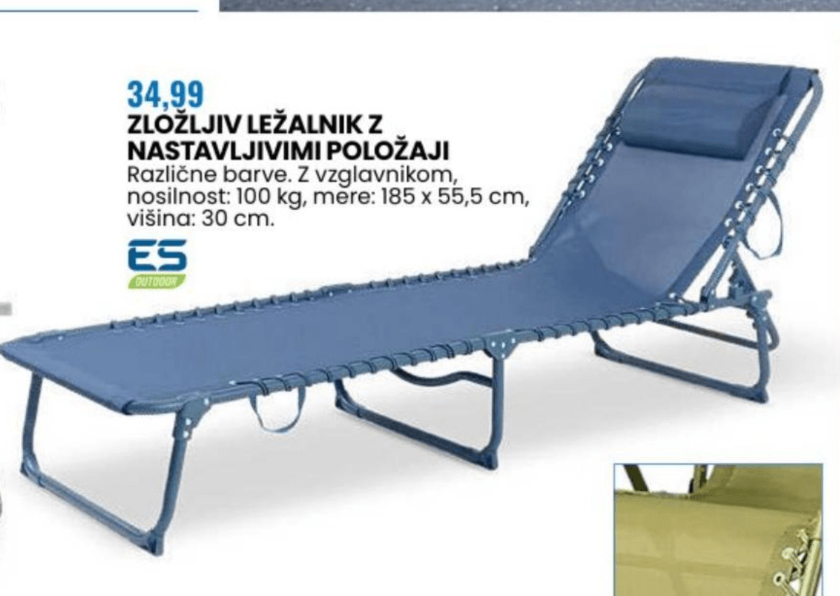 Zložljiv ležalnik - Akcija v trgovini Eurospin