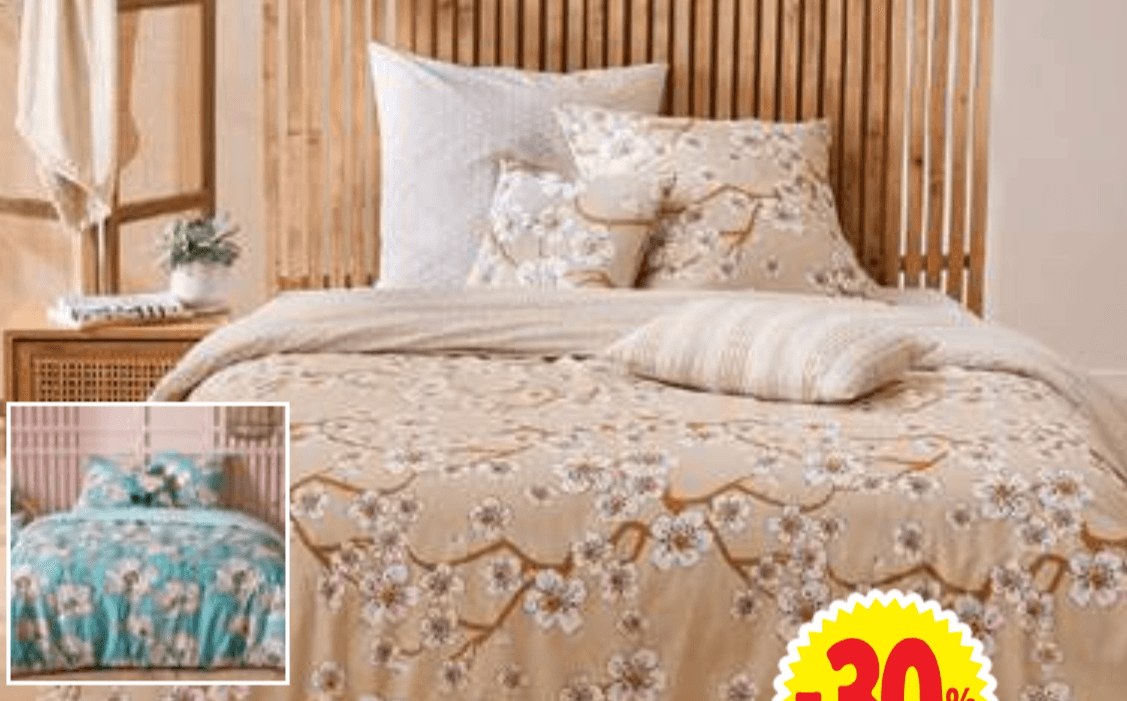 Posteljni komplet Jardin Poetique 240 x 220 + 2x 63 x 63 cm - Akcija v trgovini E.Leclerc