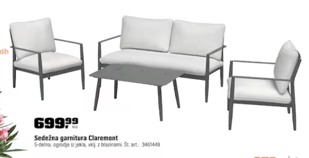 Sedežna garnitura Claremont - Akcija v trgovini Obi