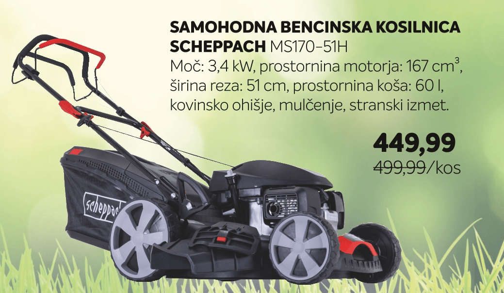 Samohodna bencinska kosilnica Scheppach MS170-51H - Akcija v trgovini Merkur