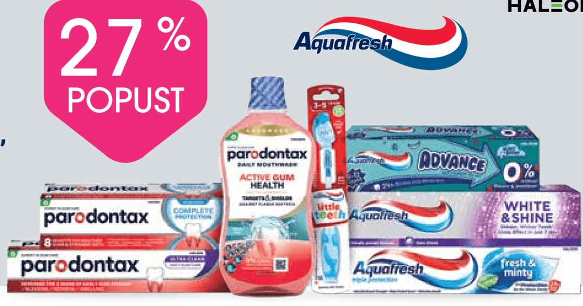 Izdelki parodontax in Aquafresh Parodontax, Aquafresh - Akcija v trgovini Tuš