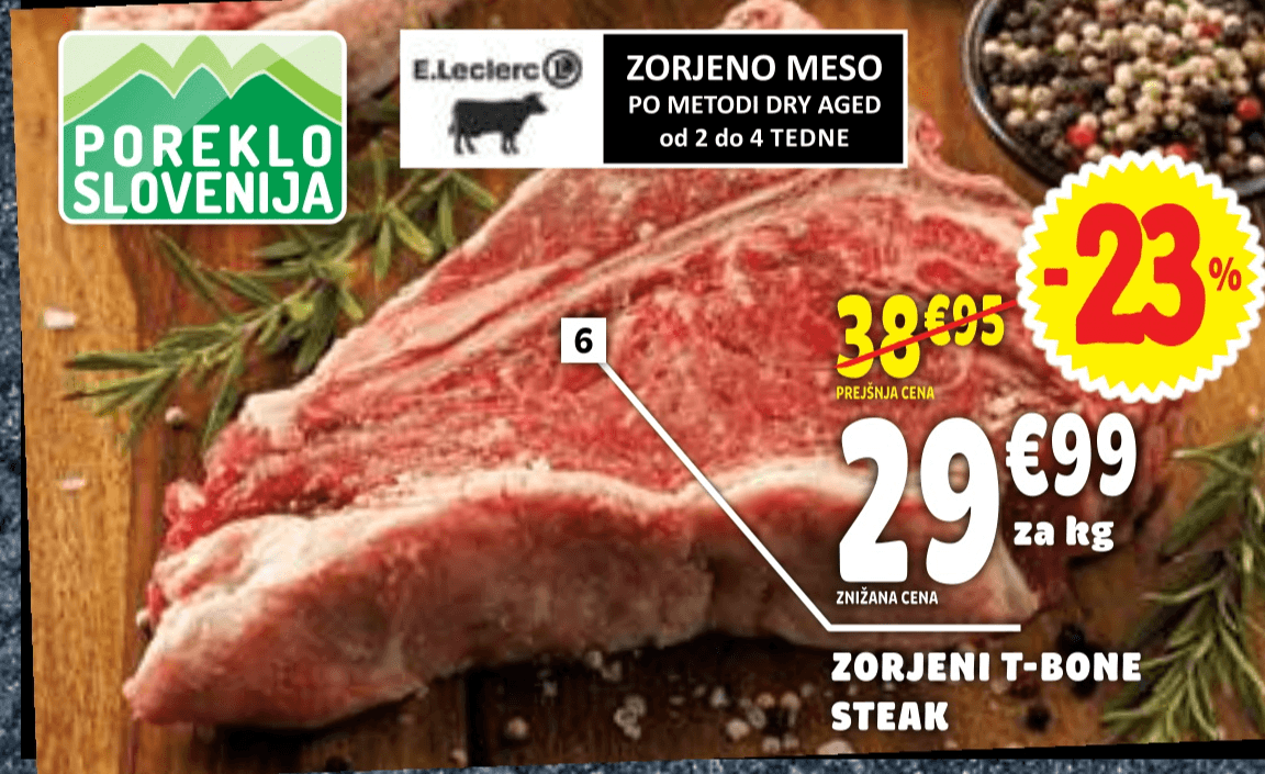 Zorjeni T-Bone steak E.Leclerc - Akcija v trgovini E.Leclerc