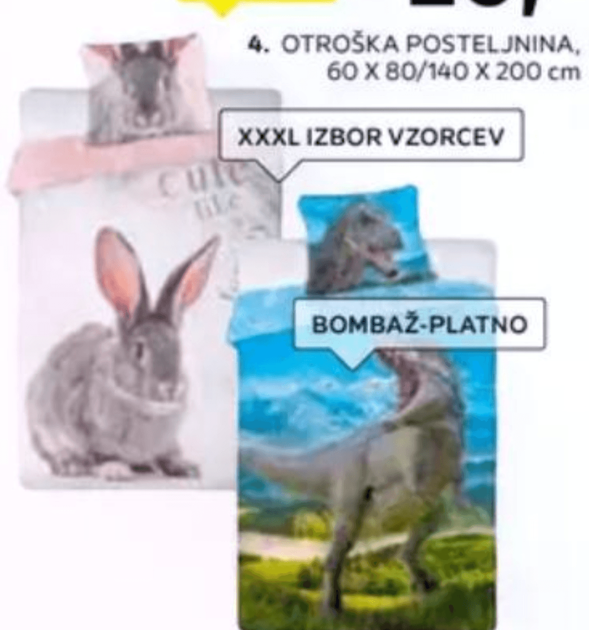 Otroška posteljnina 60 X 80/140 X 200 cm - Akcija v trgovini Lesnina