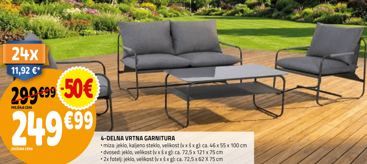 4-delna vrtna garnitura - Akcija v trgovini E.Leclerc