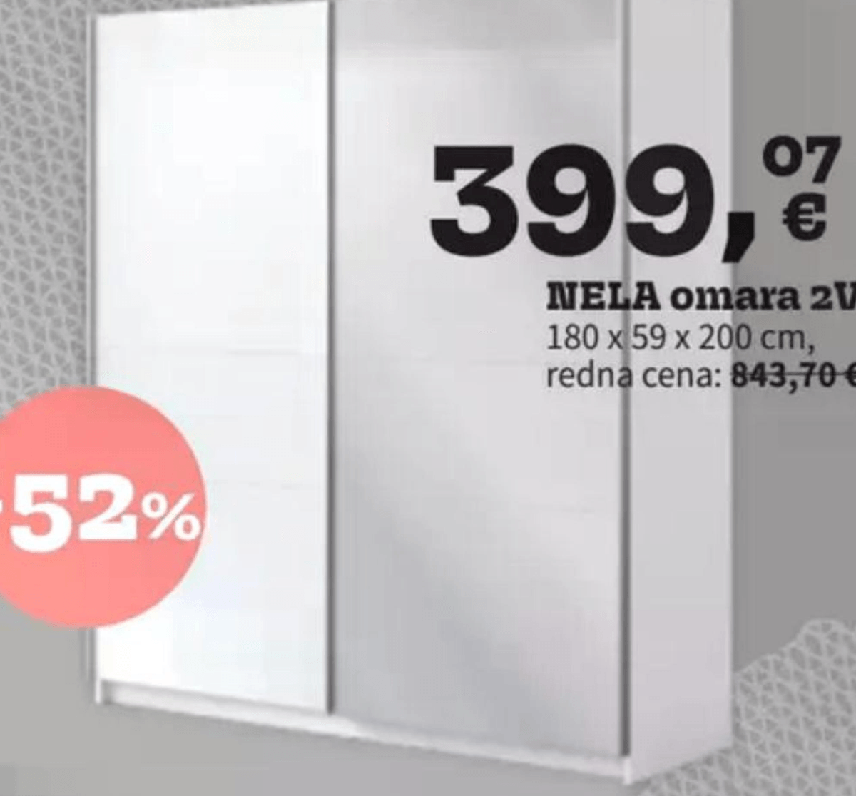 NELA omara 2V 180 x 59 x 200 cm - Akcija v trgovini Prima