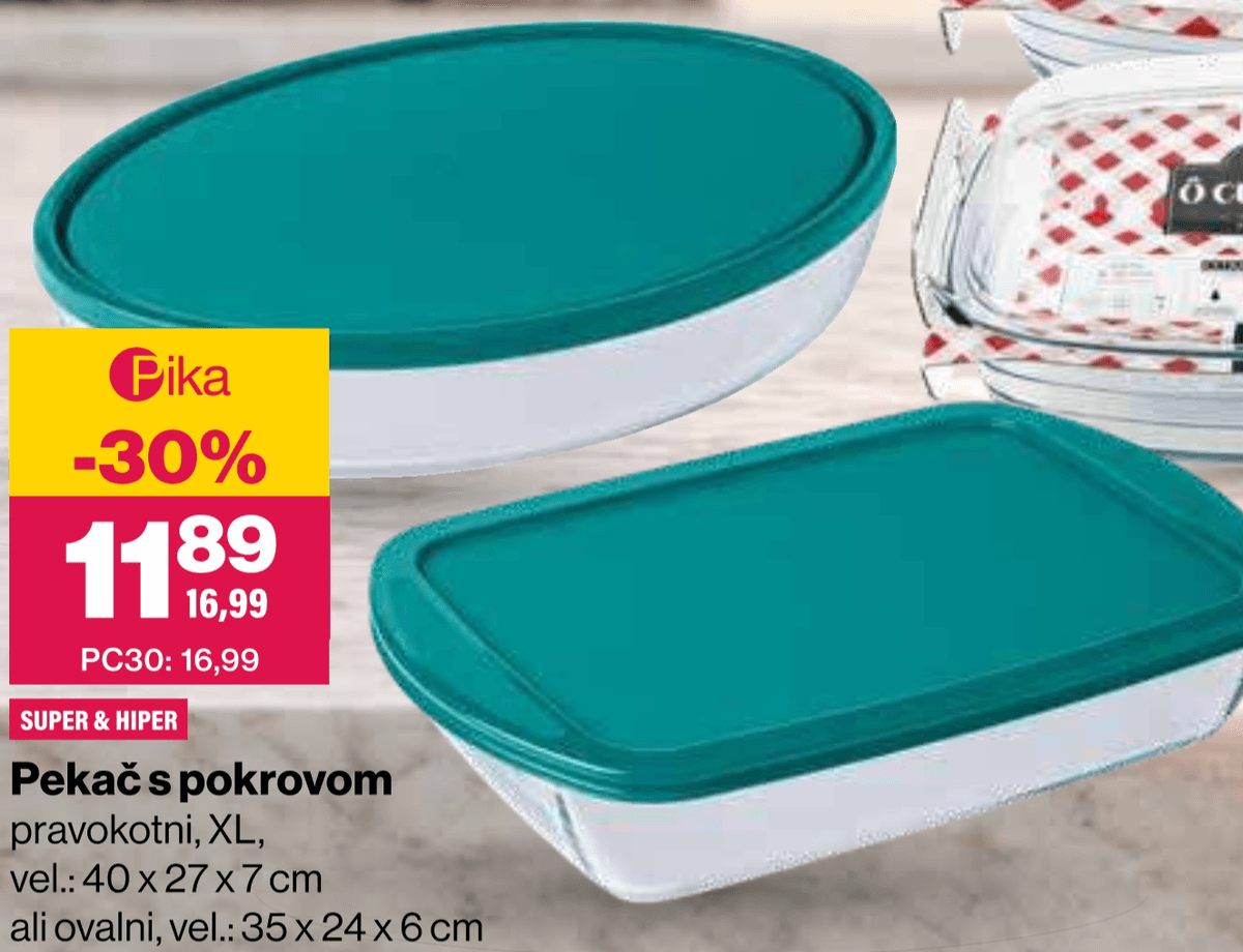Pyrex Pekač s pokrovom 40 x 27 x 7 cm - Akcija v trgovini Mercator