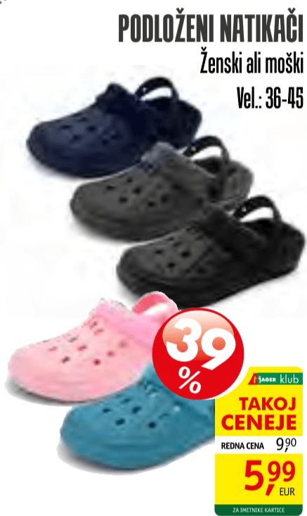 Ženski ali moški natikači - Akcija v trgovini Jager