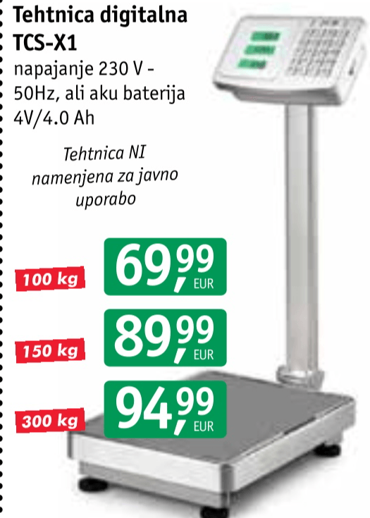 Tehtnica digitalna TCS-X1 150 kg - Akcija v trgovini Jager