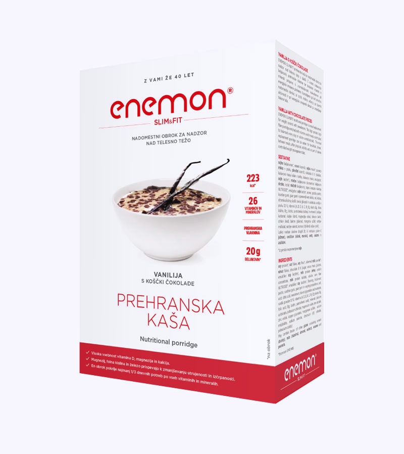 Enemon Nadomestni obrok okus vanilije in koščki čokolade 10x30g - Akcija v trgovini Tuš