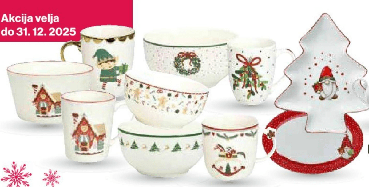 Porcelan in keramika z novoletnimi motivi - Akcija v trgovini Mercator