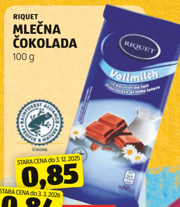 Riquet Mlečna čokolada 100 g - Akcija v trgovini Hofer