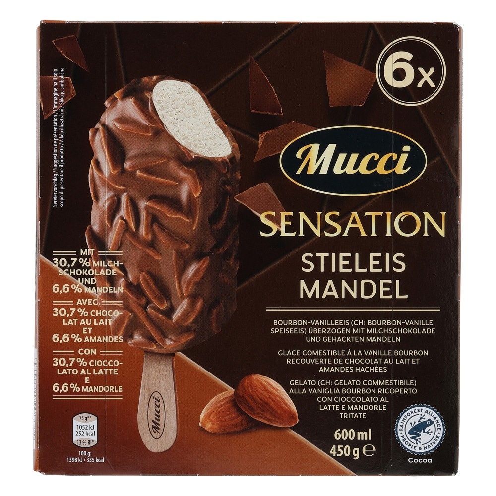 Mucci Sladoled na Palčki Sensation Stieleis Mandel 600 ml / 450 g Akcija v trgovini Hofer