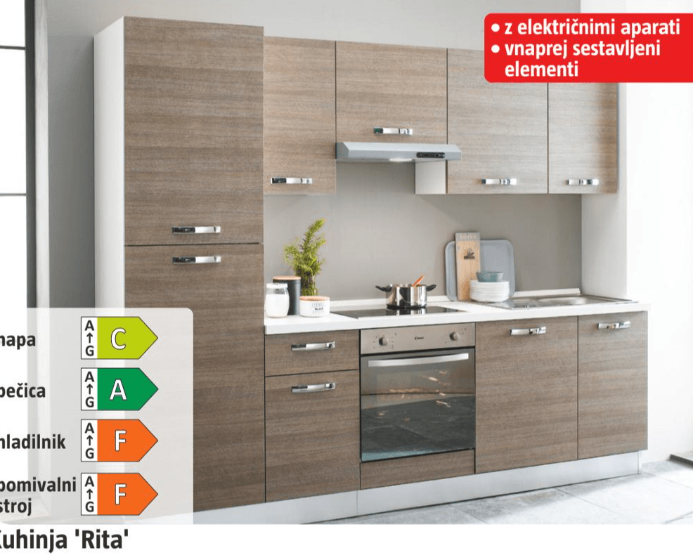 Kuhinja 'Rita' š 195 cm Akcija v trgovini Bauhaus