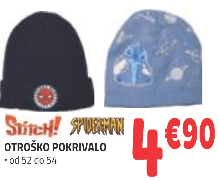 Otroško pokrivalo Stitch! Spiderman - Akcija v trgovini E.Leclerc
