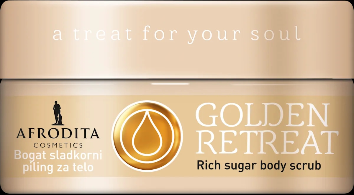 AFRODITA COSMETICS Body Hugs Golden Retreat bogat sladkorni piling za telo 175 g - Akcija v trgovini Dm