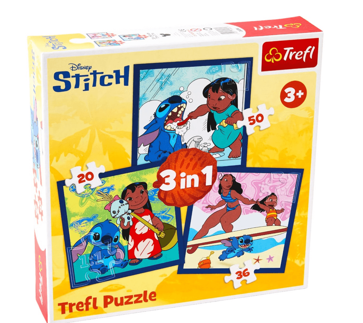 Disney Lilo & Stitch sestavljanka 3 v 1 50-, 36- in 20-delna sestavljanka Trefl - Akcija v trgovini Tedi