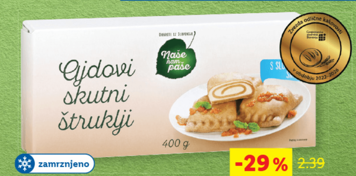 Ajdovi skutni štruklji 400 g Naše nam paše - Akcija v trgovini Lidl