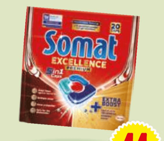 Somat kapsule za strojno pomivanje posode 20/1 - Akcija v trgovini E.Leclerc