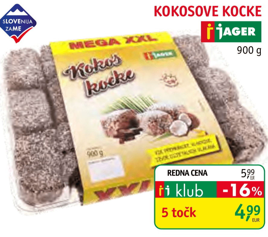 Jager Kokosove kocke 900 g - Akcija v trgovini Jager