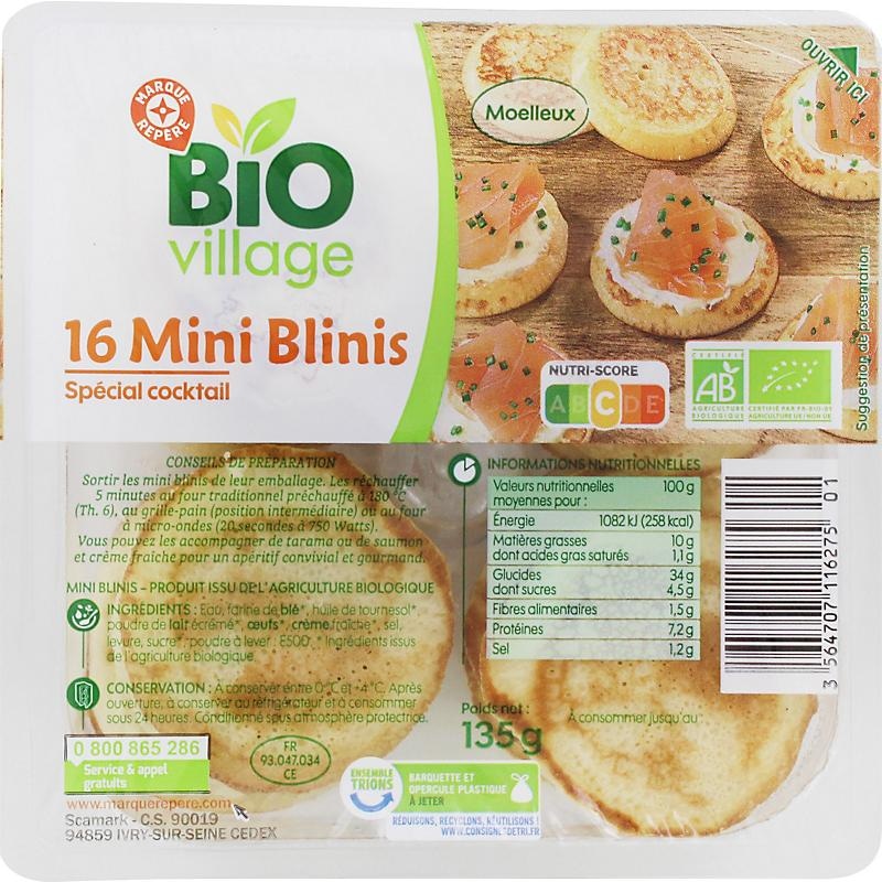 MINI BLINI BIO 135 g Bio village - Akcija v trgovini E.Leclerc