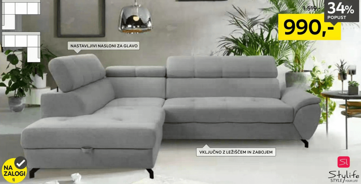 Sedežna garnitura Stylife - Akcija v trgovini Lesnina