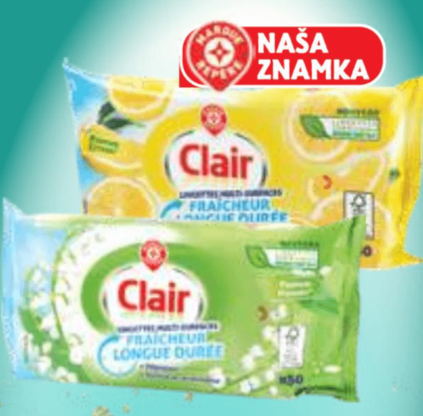 Univerzalni čistilni robčki 50 kosov Clair - Akcija v trgovini E.Leclerc