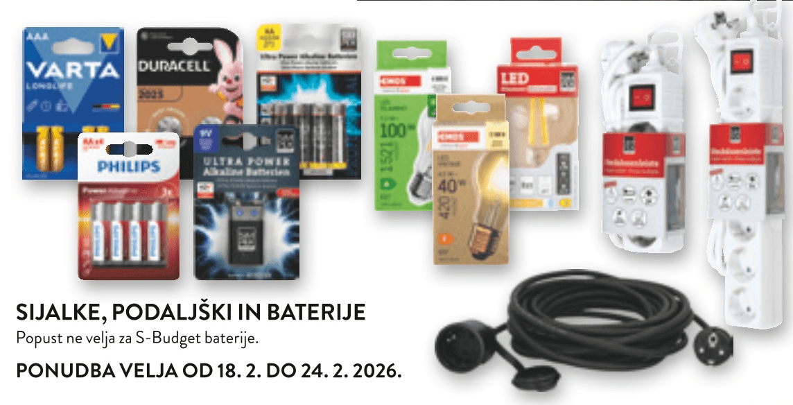 Sijalke, podaljški in baterije - Akcija v trgovini Spar