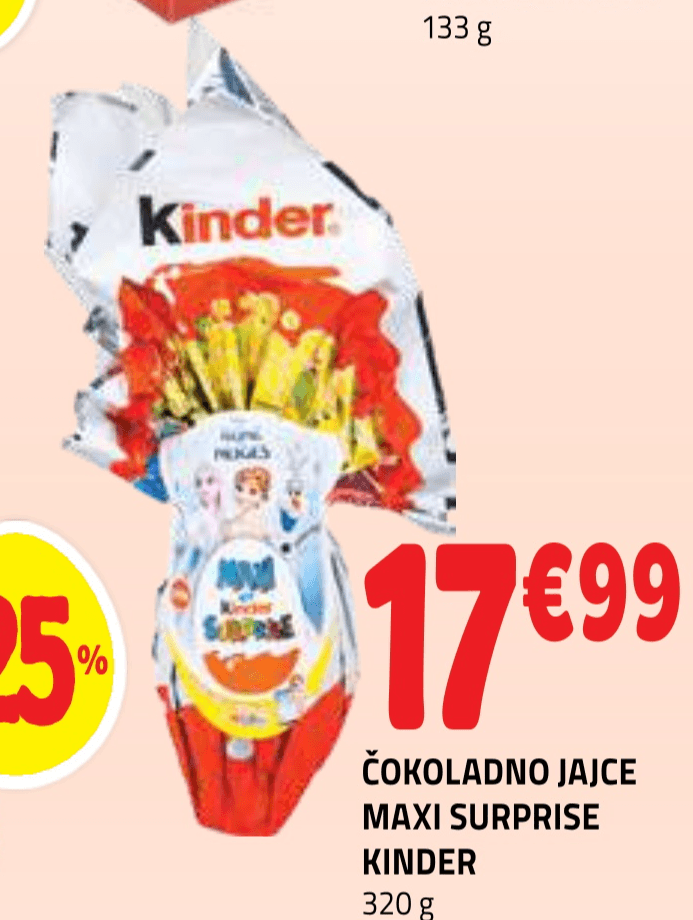 Čokoladno jajce Maxi Surprise Kinder 320 g - Akcija v trgovini E.Leclerc