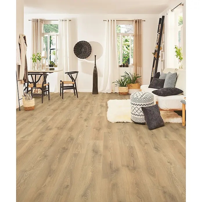 Laminat Sierra Oak d 1.285 x š 192 x deb. 7 mm, hrast, razred 32, v paketu 2,47 m2 Akcija v trgovini Bauhaus